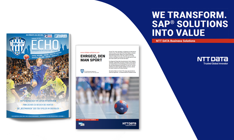 Aus #itelligence ist NTT DATA Business Solutions geworden. Wir von #livewelt unterstützen unseren langjährigen Kunden natürlich auch unter der neuen Flagge und haben gemeinsam ein komplettes #Rebranding der #Anzeigenserie für das Sport-#Sponsoring des TBV #Lemgo durchgeführt.