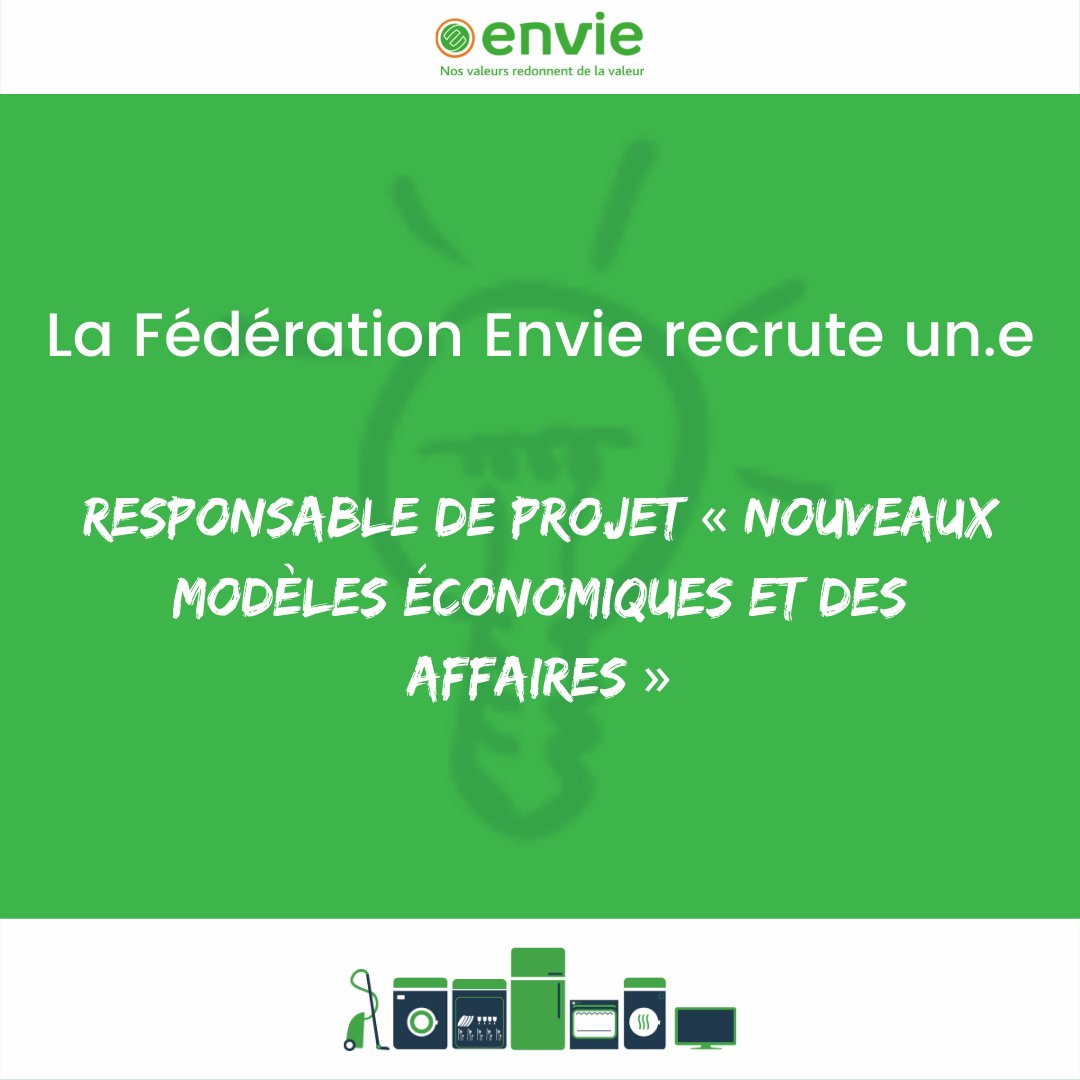 [📁ALERTE JOB] 🔎La Fédération Envie est à la recherche d’un.e Responsable de projet « Nouveaux modèles économiques et des affaires » en CDD. 

🤝♻️Vous souhaitez mettre vos compétences au service de l’inclusion et de l’environnement ?

Rejoignez-nous !➡️bit.ly/3rB64Tw