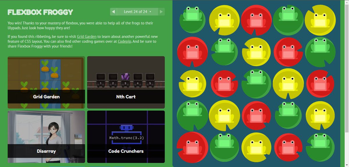 MyLifeAsYiga's tweet photo. Just finished this and had fun while at it too. The games definitely helped with my spaced repetition & interleaving style of studying.
#techtwitter #css #cssgames #100DaysOfCode #100devs #womenwhocode #womenintech https://t.co/wJuBH2dq3e