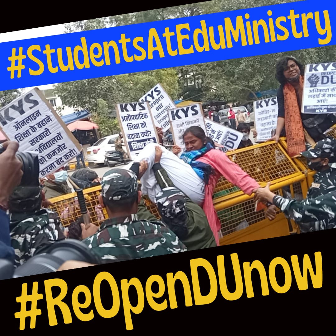 krantikari_yuva's tweet photo. #StudentsAtEduMinistry
#reopendu
#ReopenDUAgitation 
#Reopencolleges https://t.co/6e5FezzX0H