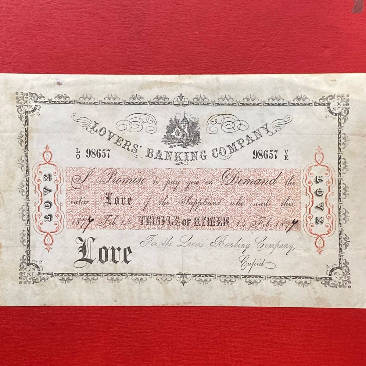 #lovers #banking company, signed by #cupid of course 😉❤️🥰 #banknote #auction on 24 February 
dnw.co.uk #skitnote #skitnotes #papermoney #notaphily #design