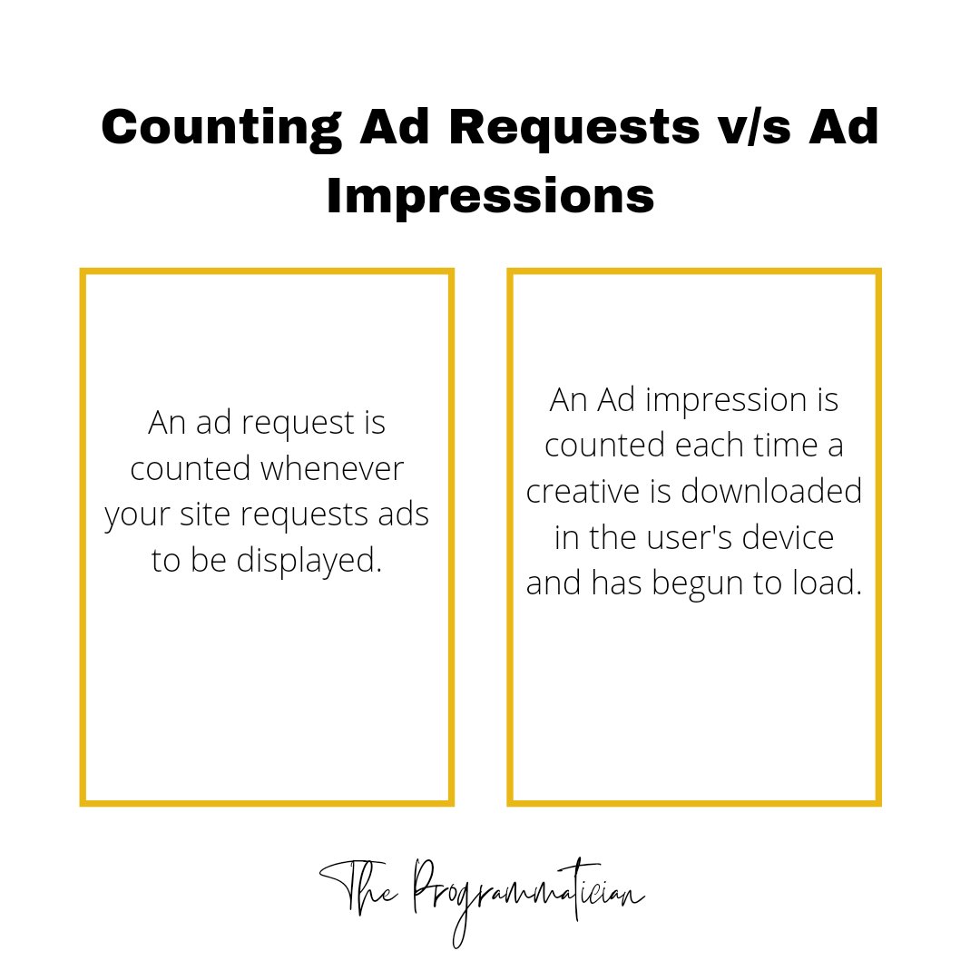 programmatics_'s tweet image. When is an ad request or an ad impression counted?
#WednesdayMotivation #wednesdaythought #programmatics #DigitalMarketing #advertising #learning #know