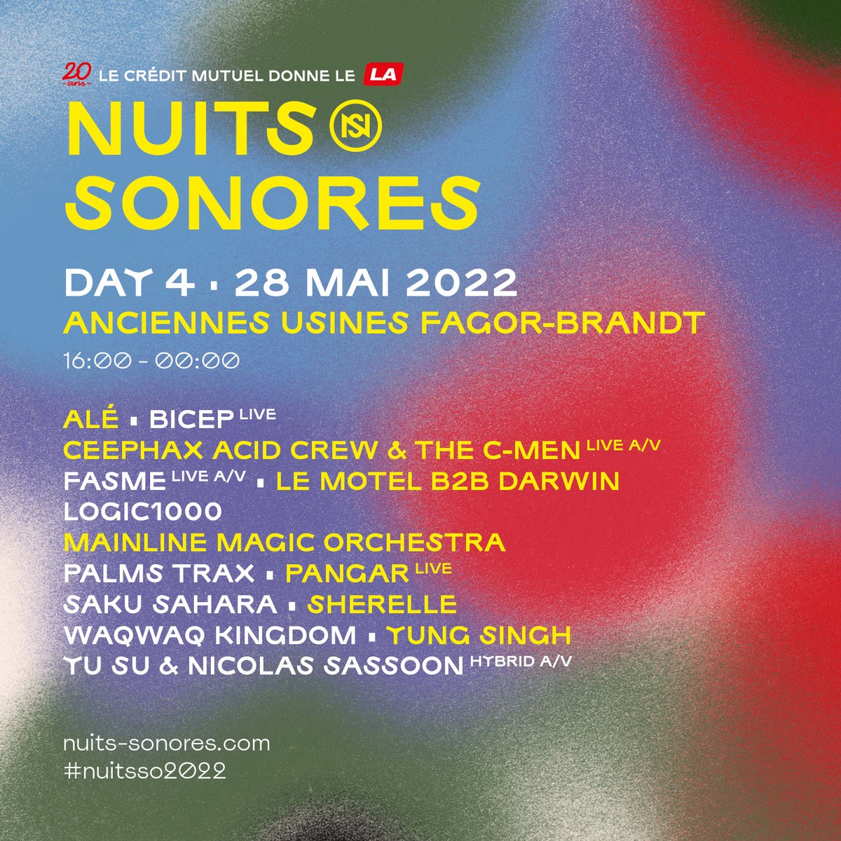DAY 4 : SAMEDI 28 MAI 2022 🌞

👉 Les billets à l’unité pour le Day 4 sont dispos sur nuits.so/NS2022-Day4
👉 Line-up et infos sur nuits-sonores.com
🔜 On se revoit la semaine prochaine, même jour, même heure, pour la prog complète des 4 A night with... 💗

#nuitsso2022