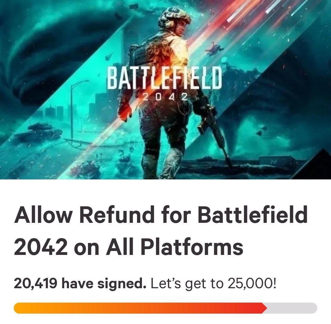 MooseFPS's tweet photo. Hey @EA_DICE @EA @EAHelp this petition has more signatures than #bf2042 has players on pc. I really suggest you start doing something. I'll also include twitch viewership in case you weren't convinced the game is hot garbage #SignThePetition #battlefieldisdead #savebattlefield https://t.co/YorW9Xa4Au