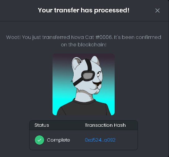 NovaCats2's tweet photo. 🍾Congratulations!!

Anakin won the Nova Cat NFT #giveaway yesterday! The giveaway was streamed live via #discord

Thank you for all the others who participated 🙏!

🌌 Join the nova universe TODAY: https://t.co/LEVXhPMyfd

Further #NFTGiveaway will be announced

#community #fun https://t.co/iqxwlw9hnS