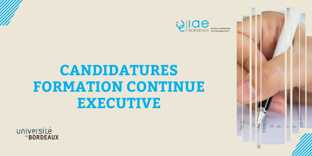 - TOP DÉPART CANDIDATURES -
Professionnels, vous souhaitez donner un nouvel élan à votre carrière et recherchez une formation pour la rentrée prochaine ?
Retrouvez toutes les informations pour le déroulement de votre candidature sur notre site internet : iae-bordeaux.fr/programmes/pro…