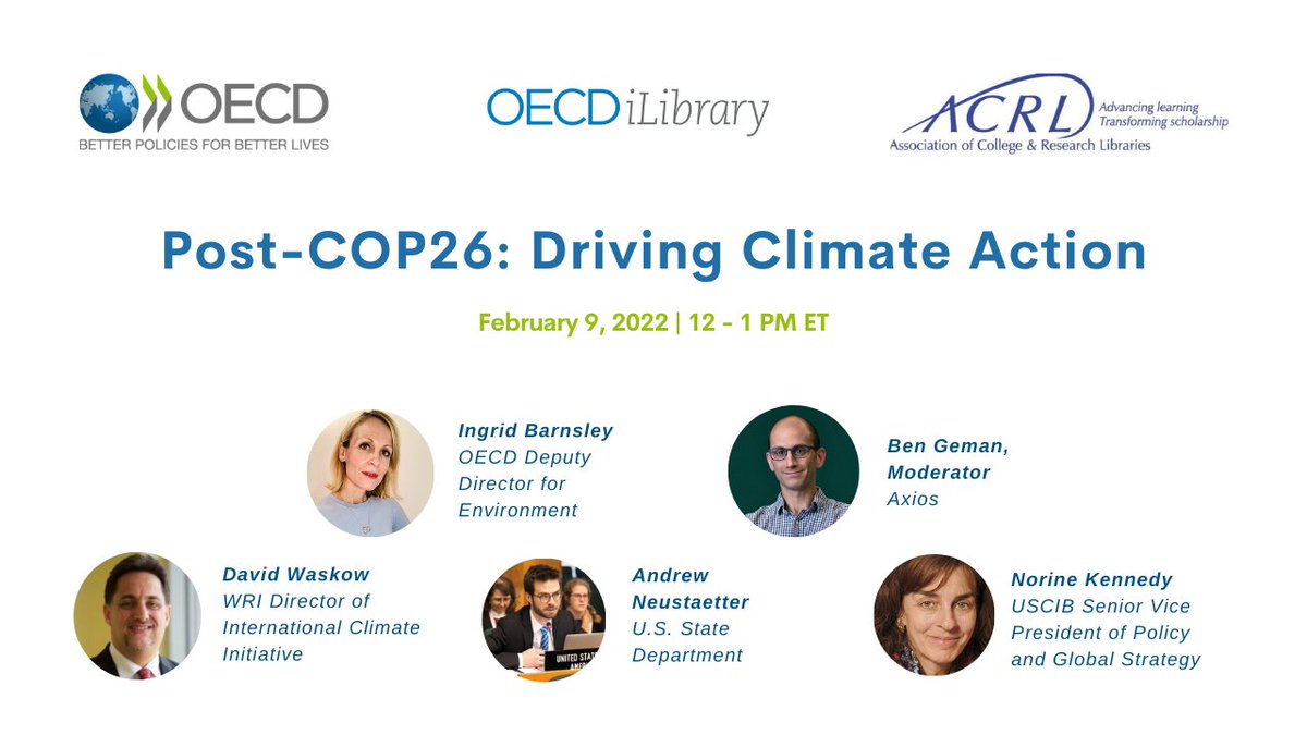 How did #COP26 spur action on #climate ❔🌏

Listen to a panel of leading experts, &amp; discuss the aftermath of COP26 &amp; the actions currently underway to drive #ClimateAction. 💡

🗓️ Join us today, at 6pm CET ❕

Register now 🌿⤵️
bit.ly/webinar-climat… <a href="/OECD_ENV/">OECD Environment</a> <a href="/OECD_Washington/">OECD Washington</a>
