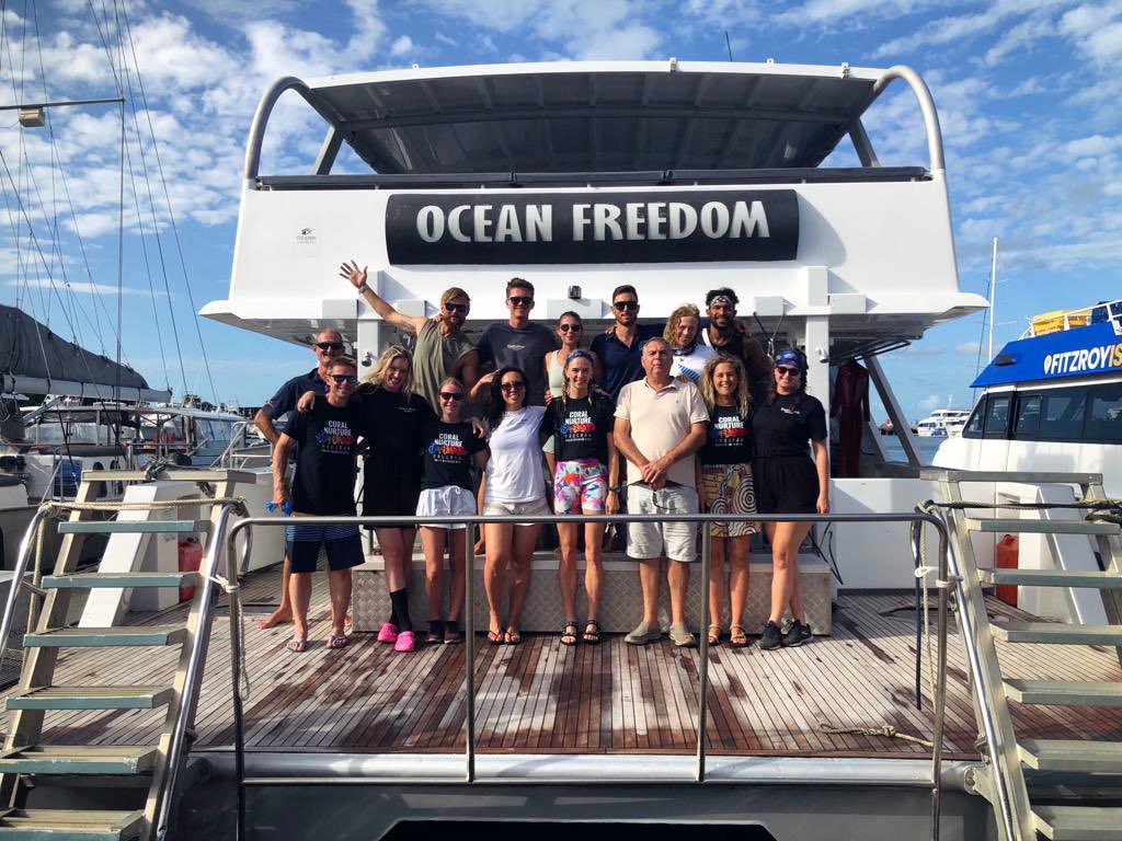 A very successful day today with one of our tourism operator partners  Ocean Freedom. Nursery frames refreshed with a diverse array of fragments of opportunity. Site surveys ticked off &amp; out-planting too. 300 corals with a new secure spot on the reef!

#GreatBarrierReef