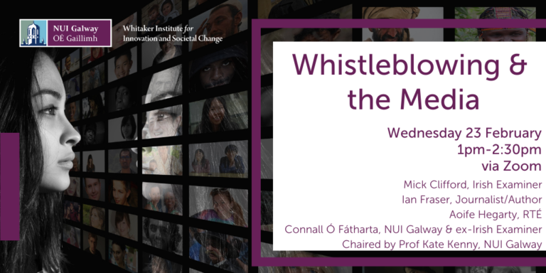 whistleblowing's tweet photo. 📣@Whitaker_Inst webinar chaired by @katemkenny 
 
📰Whistleblowing + Media

📅23 Feb➡https://t.co/cJCur7LVIo

 ✔#Journalists speak on their experiences of #whistleblowing disclosures, the best practices challenges + lessons learned @Mickcliff @Ian_Fraser @aoifehegs @ococonuts https://t.co/oE00n8P8D0