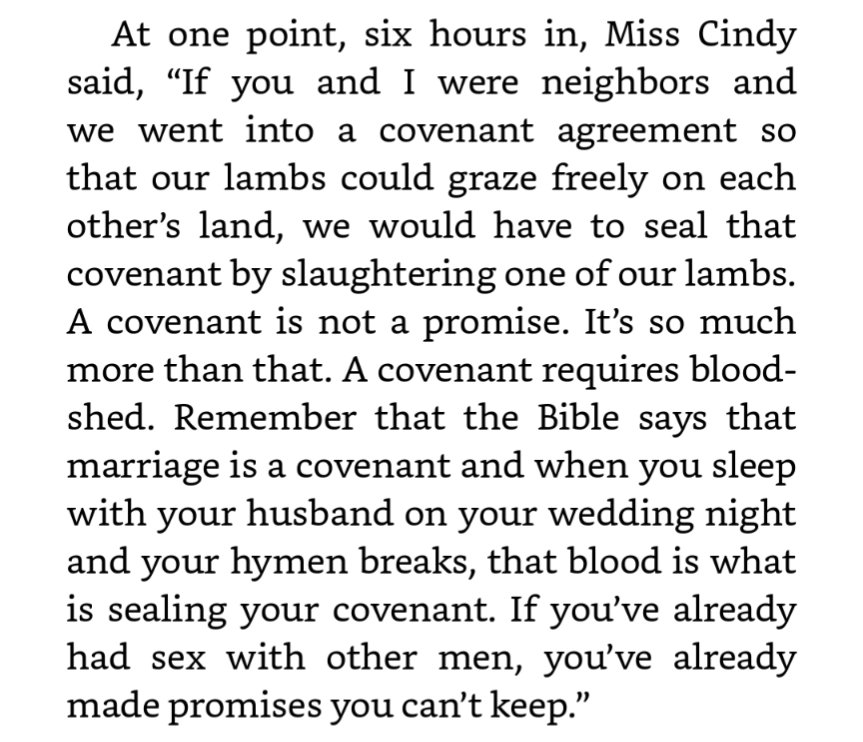 Woah, #TranscendentKingdom really has some deep cuts of American evangelical culture. I don't think I remember hearing anybody other than Little Bear Wheeler talking about sex in terms of blood covenant. #RynReads