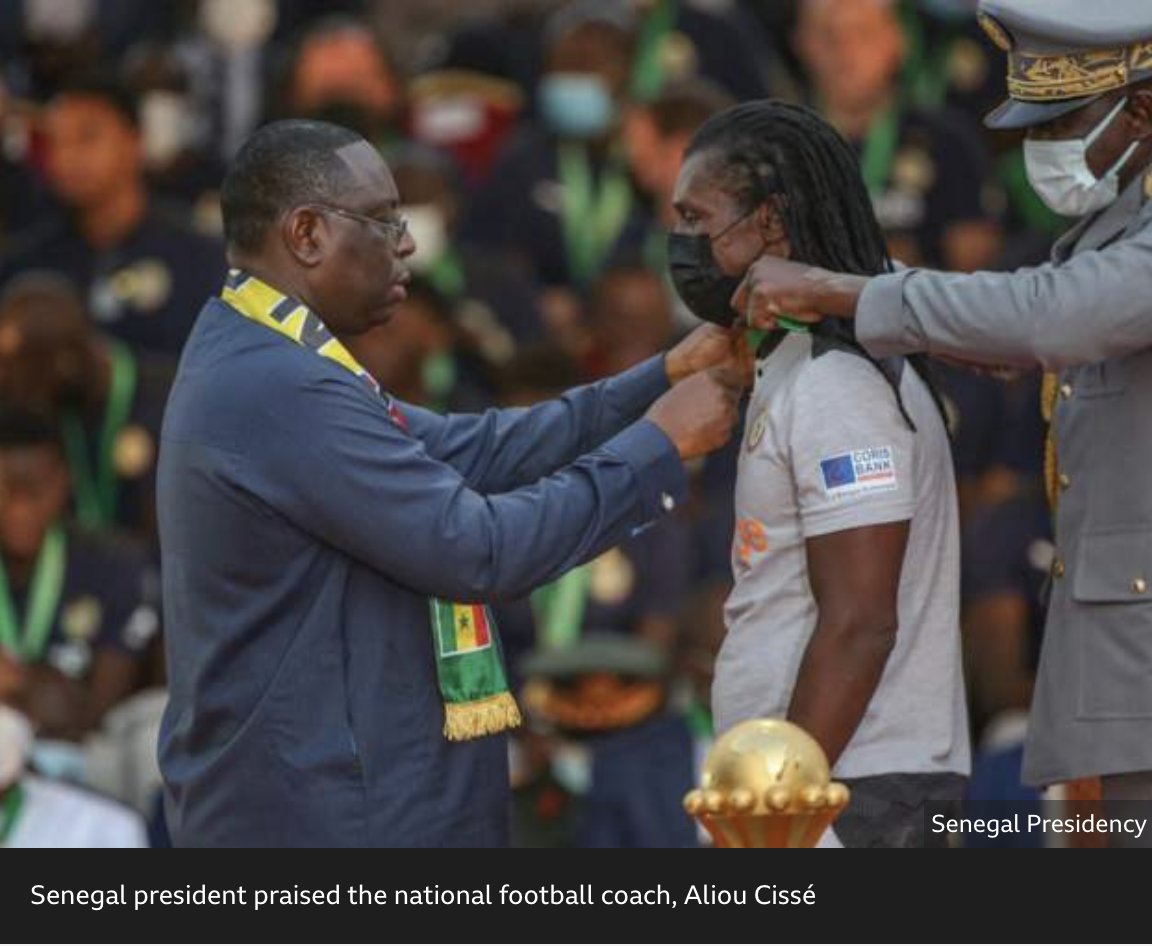 BBCAfrica's tweet photo. 🇸🇳 🦁 Senegal has rewarded its national football team following their win at #AFCON2021
Each team member received about $87,000 (£64,000) and plots of land in the capital, Dakar, and in the neighbouring Diamniadio city.
Read more 👉 https://t.co/fiB6t5mgHG
#BBCAfricaLive https://t.co/pkR750jV9u