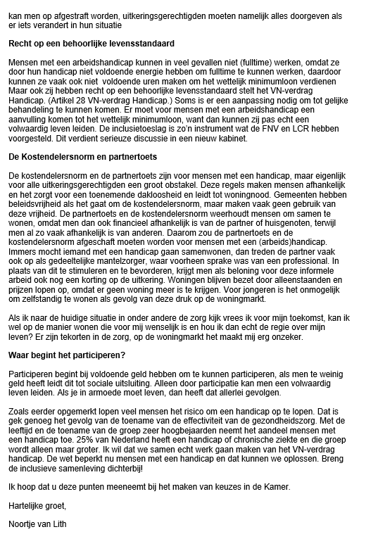 Deze brief heb ik gestuurd naar de commissie van SZW voor het debat van 23 februari 2022.

Kunt u hem niet lezen vanaf de afbeelding, dan verwijs ik u door naar mijn blog.

noortjestrijdtdoor.wordpress.com/2022/02/09/bri…