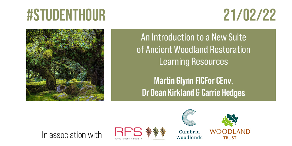 Institute of Chartered Foresters (@theicf) on Twitter photo Calling all students! We're holding our first #StudentHour of the year with <a href="/royal_forestry/">RoyalForestrySociety</a>, @CumbriaWoodland and @WoodlandTrust.
Join us on 21 Feb to find out about the latest online learning resources on ancient woodland restoration.
Book a free place: bit.ly/32IkDeC Calling all students! We're holding our first #StudentHour of the year with <a href="/royal_forestry/">RoyalForestrySociety</a>, @CumbriaWoodland and @WoodlandTrust.
Join us on 21 Feb to find out about the latest online learning resources on ancient woodland restoration.
Book a free place: bit.ly/32IkDeC