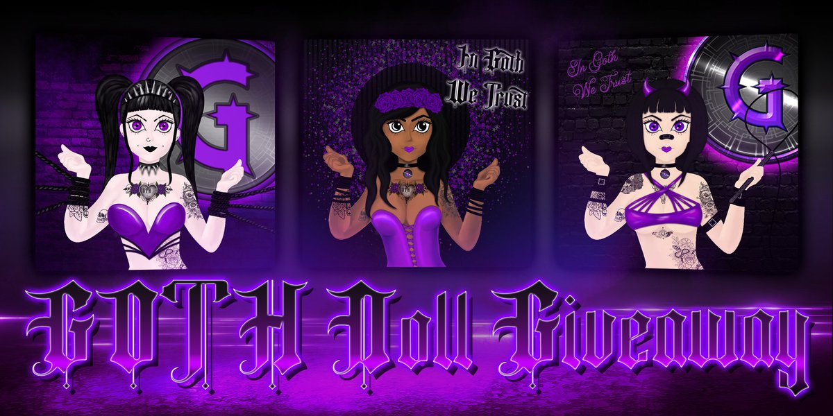 GothToken's tweet photo. $GOTH are doing a giveaway @CallMe_Stitches has an awesome goth #NFTCollection and has made 3 GOTH token #NFTs to giveaway

🦇❤️ &amp; RT
🦇Join https://t.co/Fc9CiEfd9S
🦇Leave address in the DISCORD!

Addresses in comments wont be counted. Join the discord server to get your chance. https://t.co/Cotk54OQfM