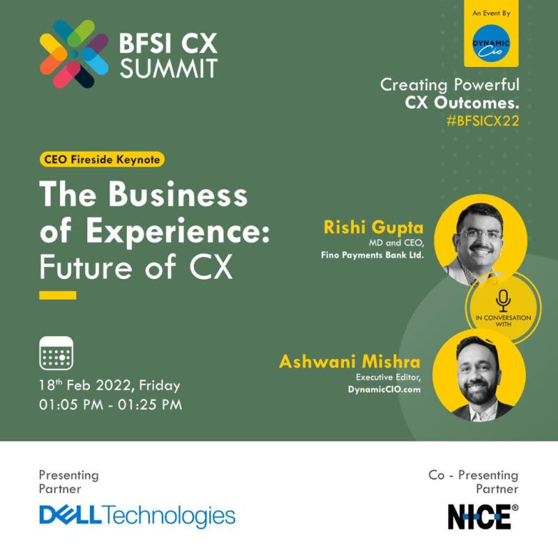 CIOinc_'s tweet photo. Excited to launch inaugural edition of the @DynamicCIO #BFSI #CX Summit #BFSICX22 slated for 18th Feb, 2022.
#DynamicCIO welcomes Rishi Gupta, MD & CEO, Fino Payments Bank Ltd. for the Fireside Keynote.
Register here https://t.co/cyVGZ8ZPyC
@rneelmani #technology #girlswhocode https://t.co/GDnaQwKeyj