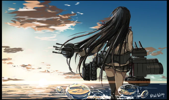 #この作品がなかったら今の自分は存在しなかったと言っても過言ではない作品 
艦娘の後ろ姿を描き始めたのは、この磯風から 
