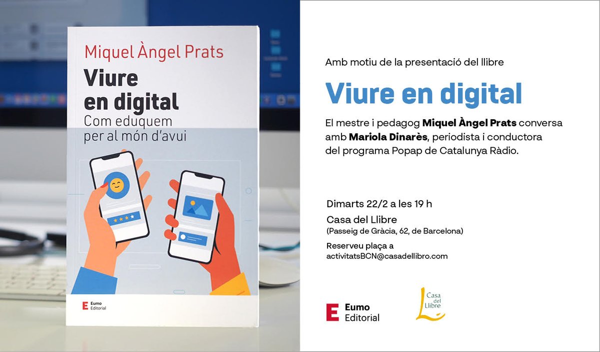 Vinga! Presentació oficial de Viure en digital <a href="/Eumo_Editorial/">Eumo Editorial</a> amb <a href="/HolaMariola/">Mariola Dinarès i Quera</a> a <a href="/casadellibro/">Casa del Libro</a> Dimarts 22 de febrer a les 19h. Us hi esperem!