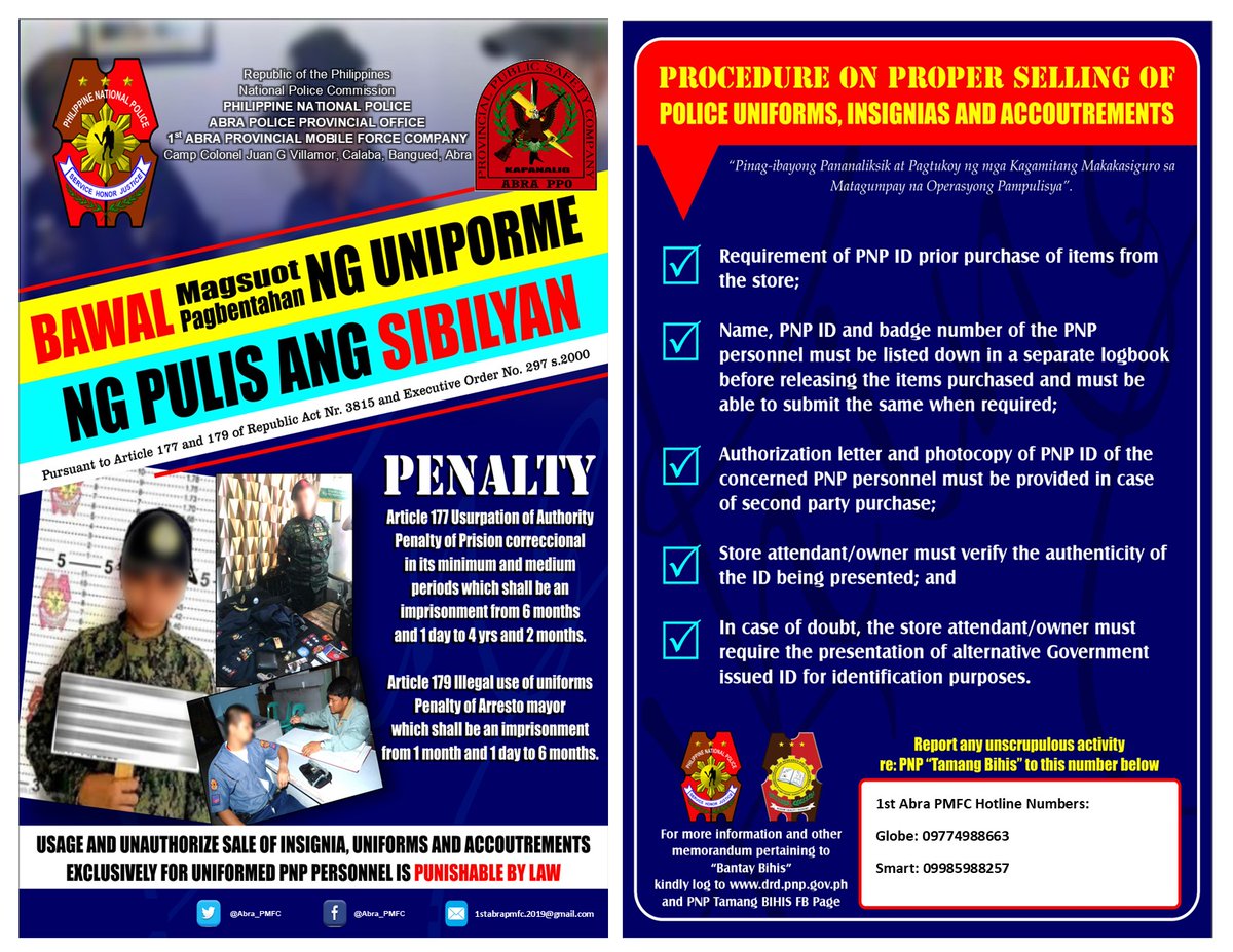 PNPAbra1stPMFC's tweet photo. #PNPBantayBihis
#RespectOurUniform https://t.co/BIHKFt4BMw
