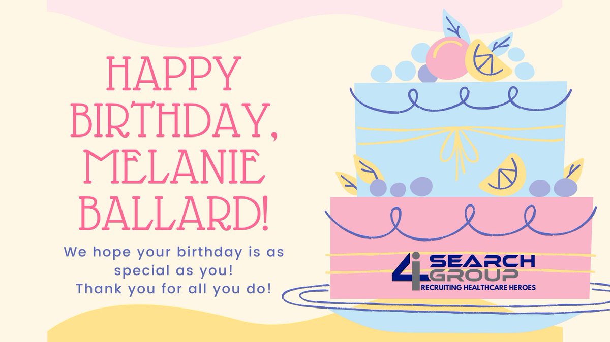 Help us wish Melanie a very Happy Birthday!  All of us at i4 Search Group wish you a wonderful day!
#i4searchgroup #recruitinghealthcareheroes #healthcarerecruiters #hiringhealthcare #nurserecruiters
