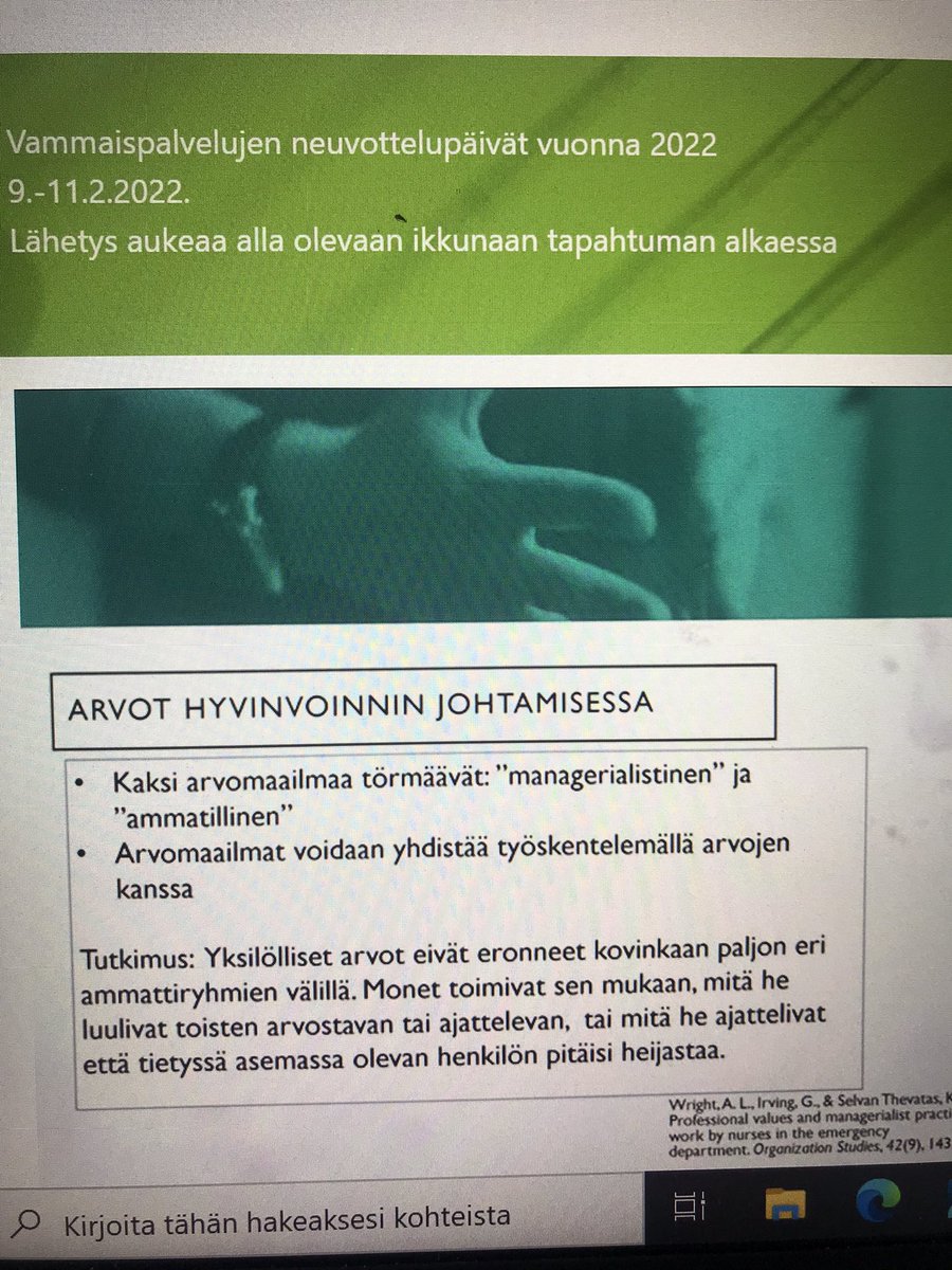 Arvo kysymykset on johtamisen perusta. Johtamisen tulee perustua arvoihin.Etiikka koskee organisaation moraalisia periaatteita, kun taas arvot lähtee aina yksilöstä #Vammaispalveluiden neuvottelupäivät 2022