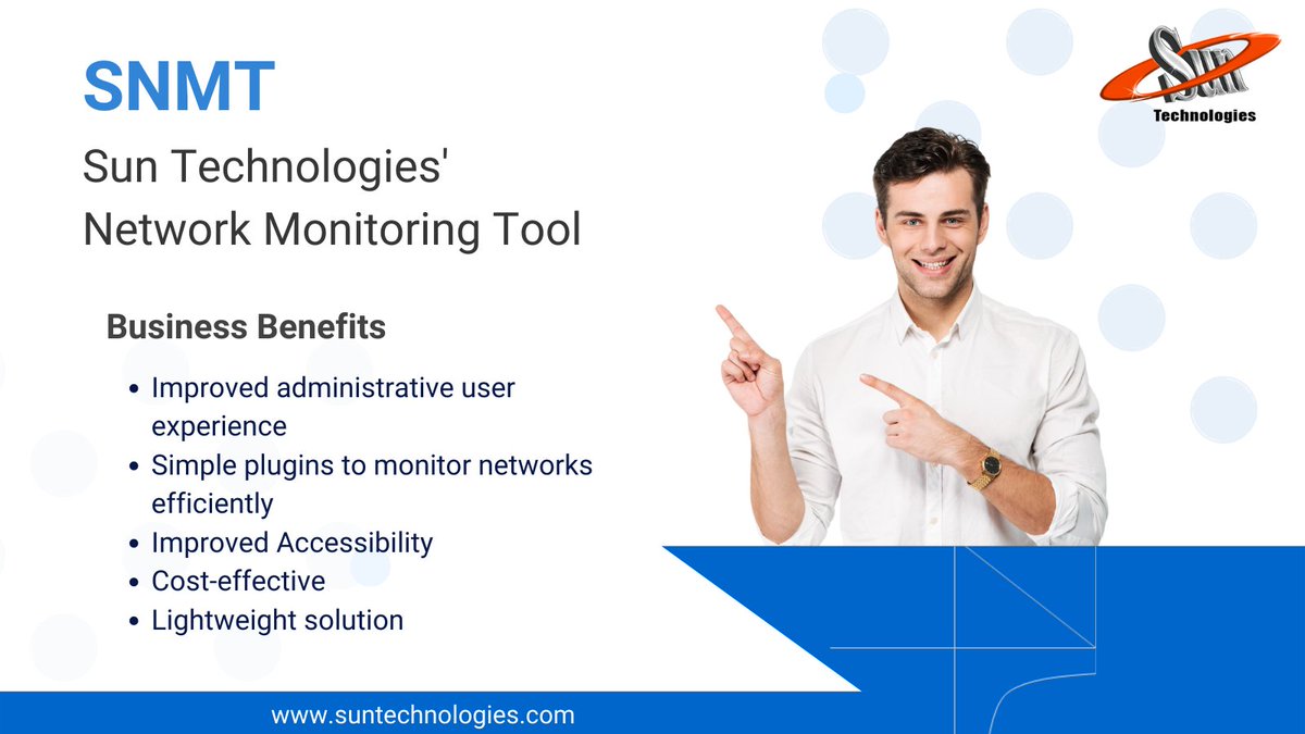 SunTech_Inc's tweet image. SNMT a light weight network monitoring solution that allows you to quickly identify threads, prevent problems and optimize your IT infra
To know more: suntechnologies.com/service/suns-nโฆ
#ITinfrastructure #networking #networkmonitoringtools #SNMT