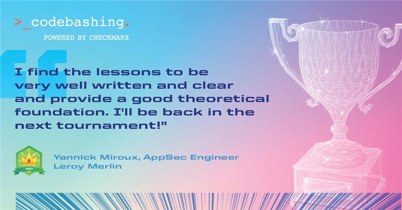 Checkmarx's tweet image. The next chance to test your secure #coding skills in our LIVE Monthly #Codebashing Tournament is Thursday at 9 AM New York / 2 PM London / 9 PM Singapore!
👩💻 Be sure to register here: bit.ly/3gx8BI9
#Developer #AppSec