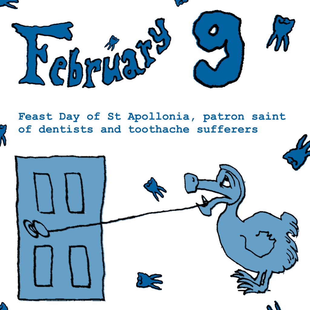 DodoPad's tweet photo. #OnThisDay - Feb 9th - Annual
The feast of St Apollonia, patron saint of dentists and toothache sufferers. 🦷🪥
Do-Don't forget your Dentist Appointment and end up with toothache!
WRITE IT IN YOUR DODO PAD! 🦤📚
From our 2014 Dodo Pad
#DodoPad #Diary2022
#DatesOfNote https://t.co/Gr10NXmuyi