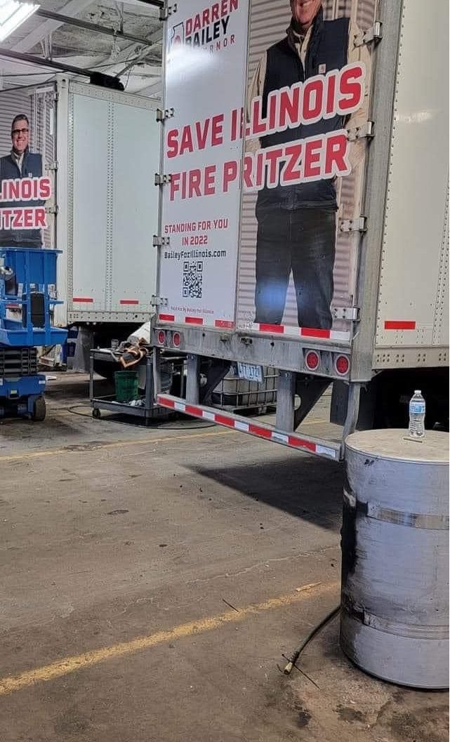 paschutz's tweet photo. Spotted on the Interwebs - The Bailey for Gov campaign might need to shell out a little extra campaign $$$ for a repaint job:  #Pritzer https://t.co/d0cfFTdrUT