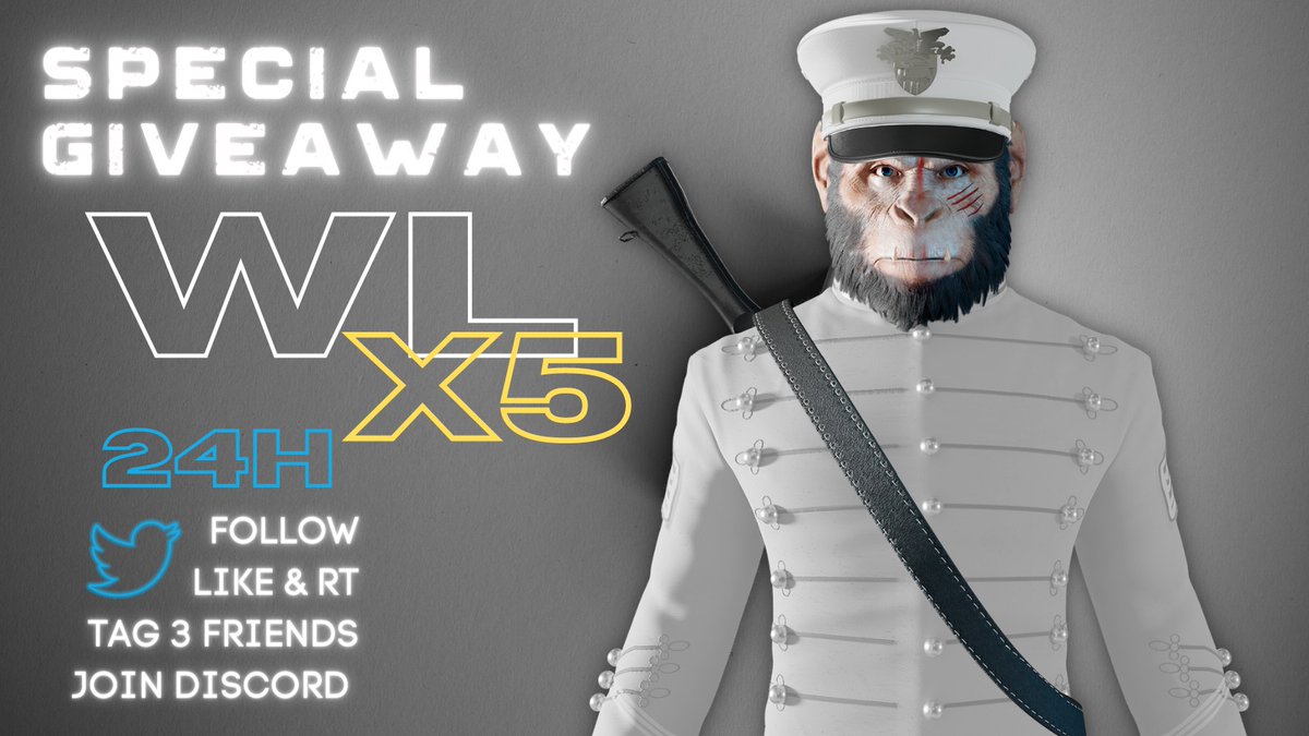 🚨WL SPECIAL GIVEAWAY🚨

 👉5 WhiteList spots👈 
 🏅Result in 24 H🏅

 1⃣Like &amp; ReTweet this tweet.
 2⃣Join : discord.gg/callofmeta
 3⃣Tag 3 friends 👇

#CallOfMeta #NFTCommunity #Giveaway