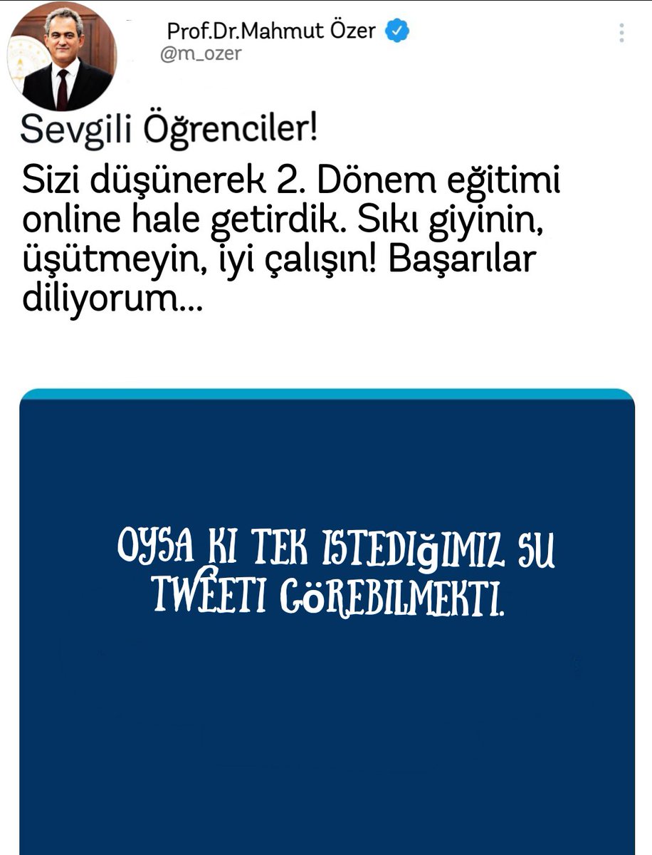 Oysa tek istediğimiz şu tweeti görmekti. #MeclisDeğilOkullarKapatılsın