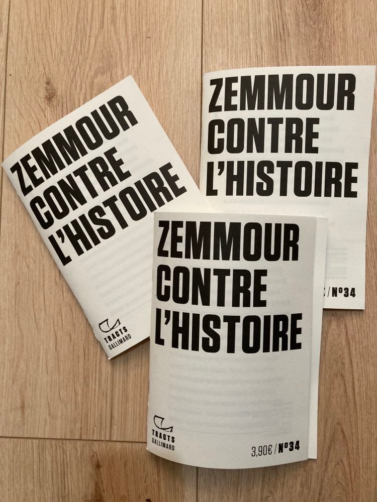 "Zemmour contre l'histoire" est à nouveau disponible partout où presque, merci pour ce gros retirage à <a href="/Gallimard/">Gallimard</a> <a href="/TractsGallimard/">TractsGallimard</a> <a href="/skucoyanis/">Sophie Kucoyanis</a> et à tous de cet immense soutien, les enjeux les valent.