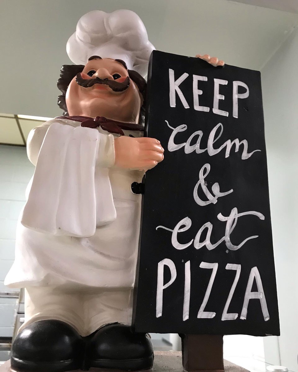 PacerDining's tweet photo. Keep calm and eat PIZZA! #NationalPizzaDay #campusdining https://t.co/xRiGnogR5X