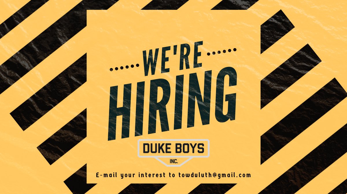 CallDukeBoys's tweet photo. We are hiring full-time and part-time tow truck drivers and dispatchers. 

Send an email to towduluth@gmail.com and we will send you the job description! 

Business is good, our staff is great and we'd like to add you to the team 🙂

#callthedukeboys https://t.co/eG8RK7wa8p