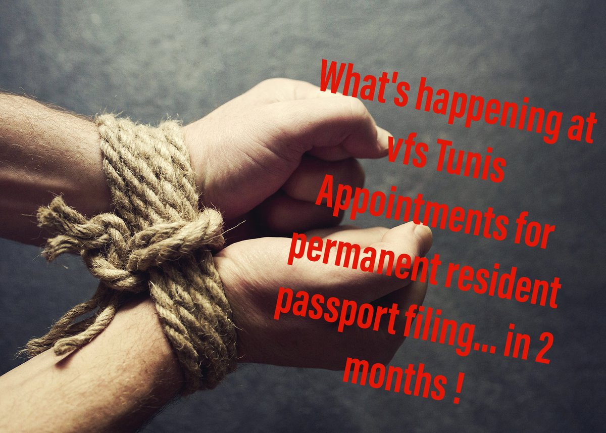 What's happening at vfs Tunis Appointments for permanent resident passport filing, in 2 months after a 45-month federal procedure, why all this waiting even at the last sprint of these 9 years! we count on your usual support
<a href="/vfsglobalcare/">@vfsglobalcare</a> <a href="/VFSGlobal/">VFS Global</a>