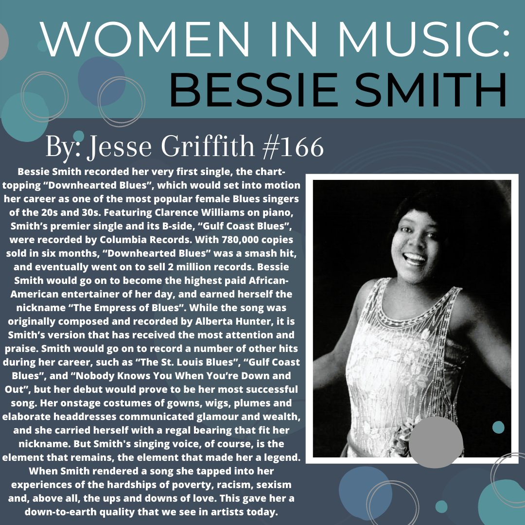 Welcome back to Women in Music Wednesdays!! ✨ Today our feature is brought to you by our Diversity and Risk and CAP Chair, Jesse Griffith! 💙💙