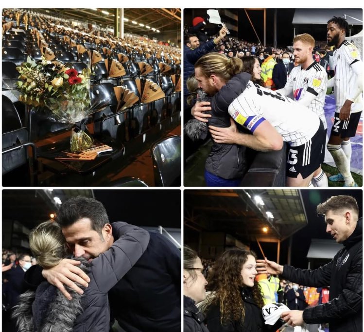 Proud to be a Fulham fan today. A Fulham fan (Paul Parrish) died of cardiac arrest at a recent game. At the next home game The club put flowers on his seat and the team and manager and players spoke to the family. Lovely. Well done @FulhamFC .