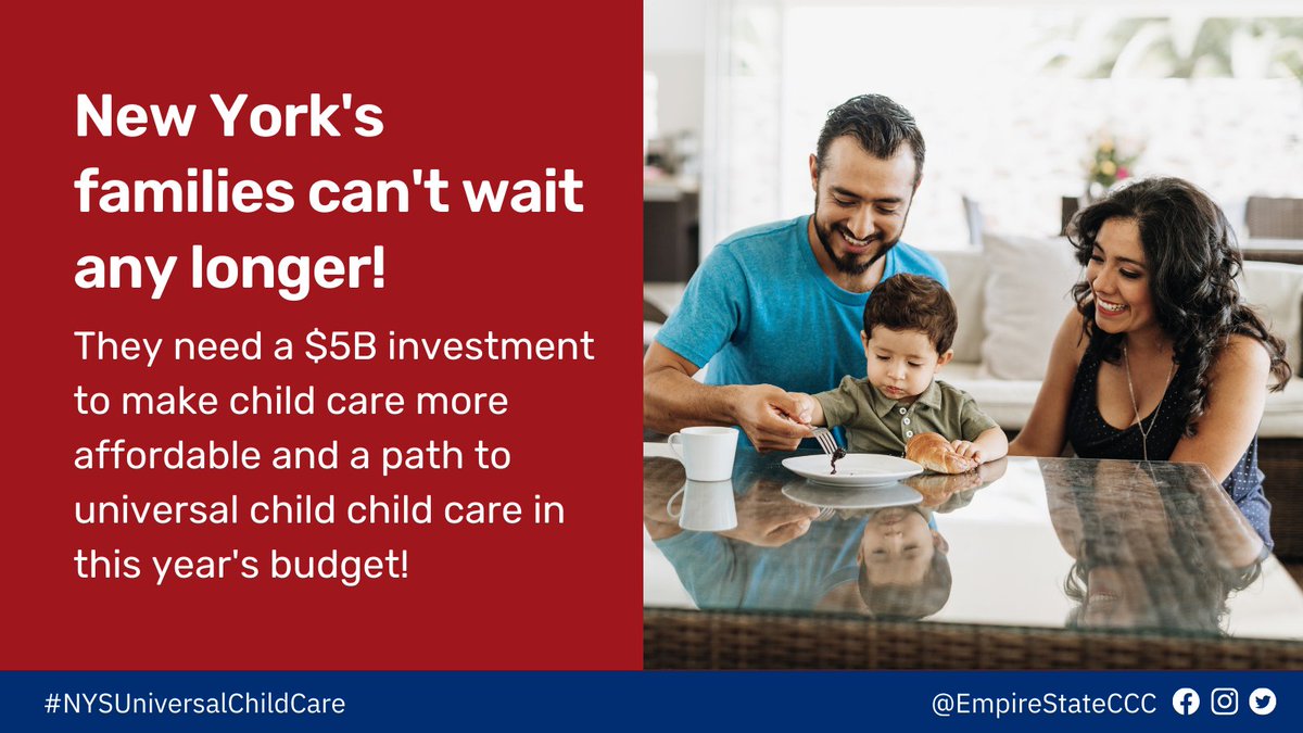 New York’s families can’t wait any longer! A $5B investment and a path to #NYSUniversalChildCare is necessary to make child care affordable for all of our families!