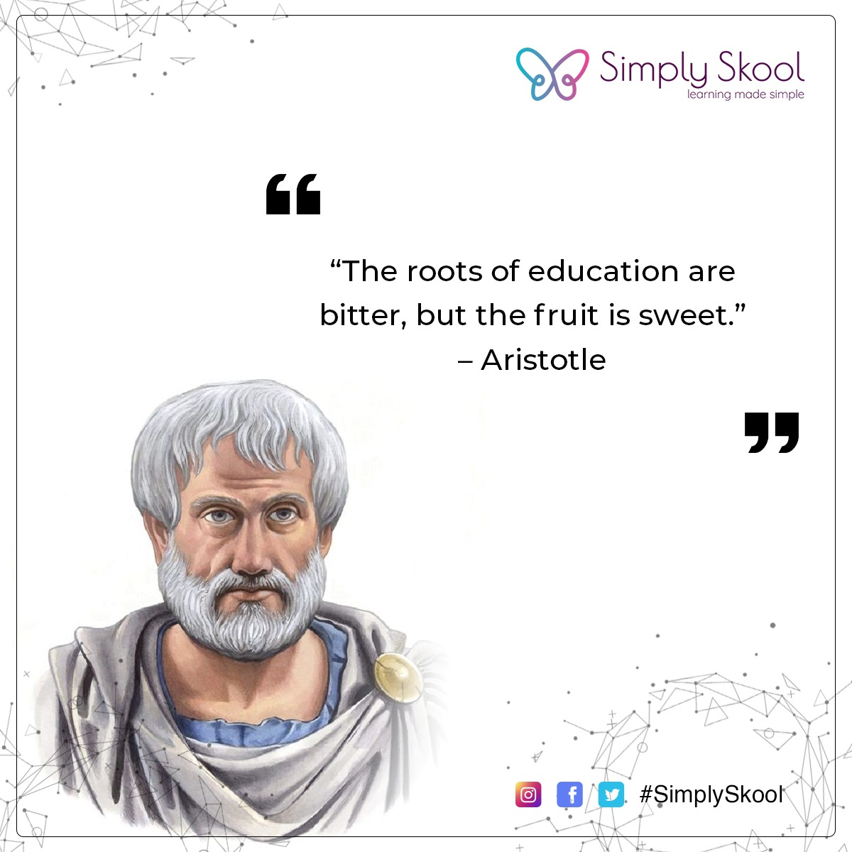 SimplySkool's tweet photo. Monday Motivation. Aristotle's view of Education. #monday #mondaymotivaton #simplyskool #Aristotle https://t.co/lT3M7SjwBH