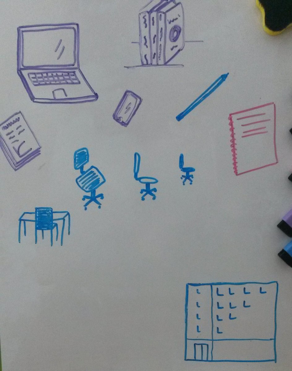 AnneVelenturf's tweet photo. It's day 3 @GraphicChange #DrawMoreBootcamp focusing on everyday objects at work.. Not so sure about the chairs yet🙄 https://t.co/M3uMbGD0w1