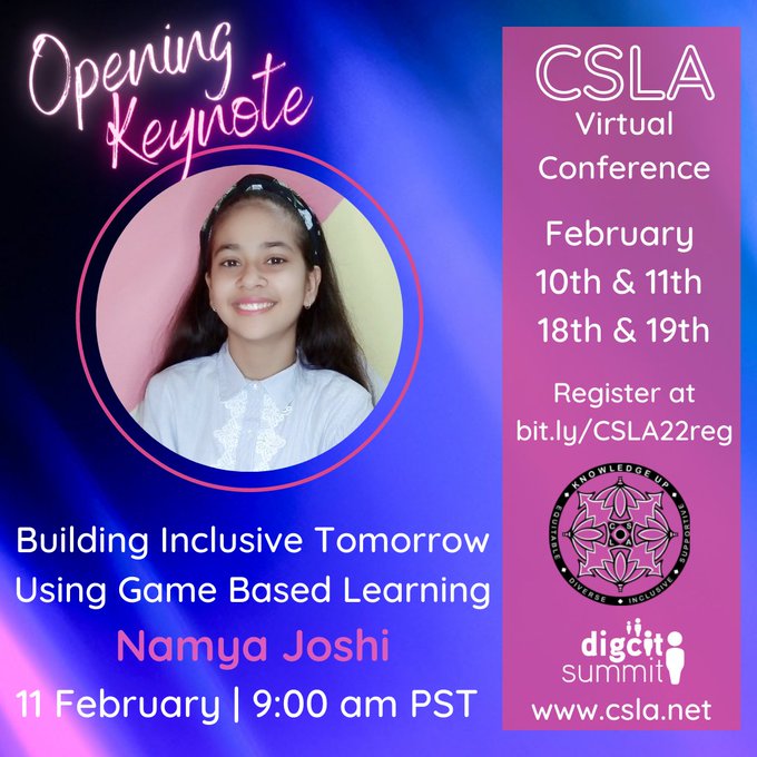 Join me at the  @digcitsummit  with @4csla at the Opening Keynote! 

On 11 February at 9 am PST | 10:30 PM IST

➡️ Join us: bit.ly/CSLA22reg 

#DigCitSummit #4CSLA #IMPACTTalk #IMPACTOR #DigCitIMPACT #GlobalIMPACTOR #UseTech4Good