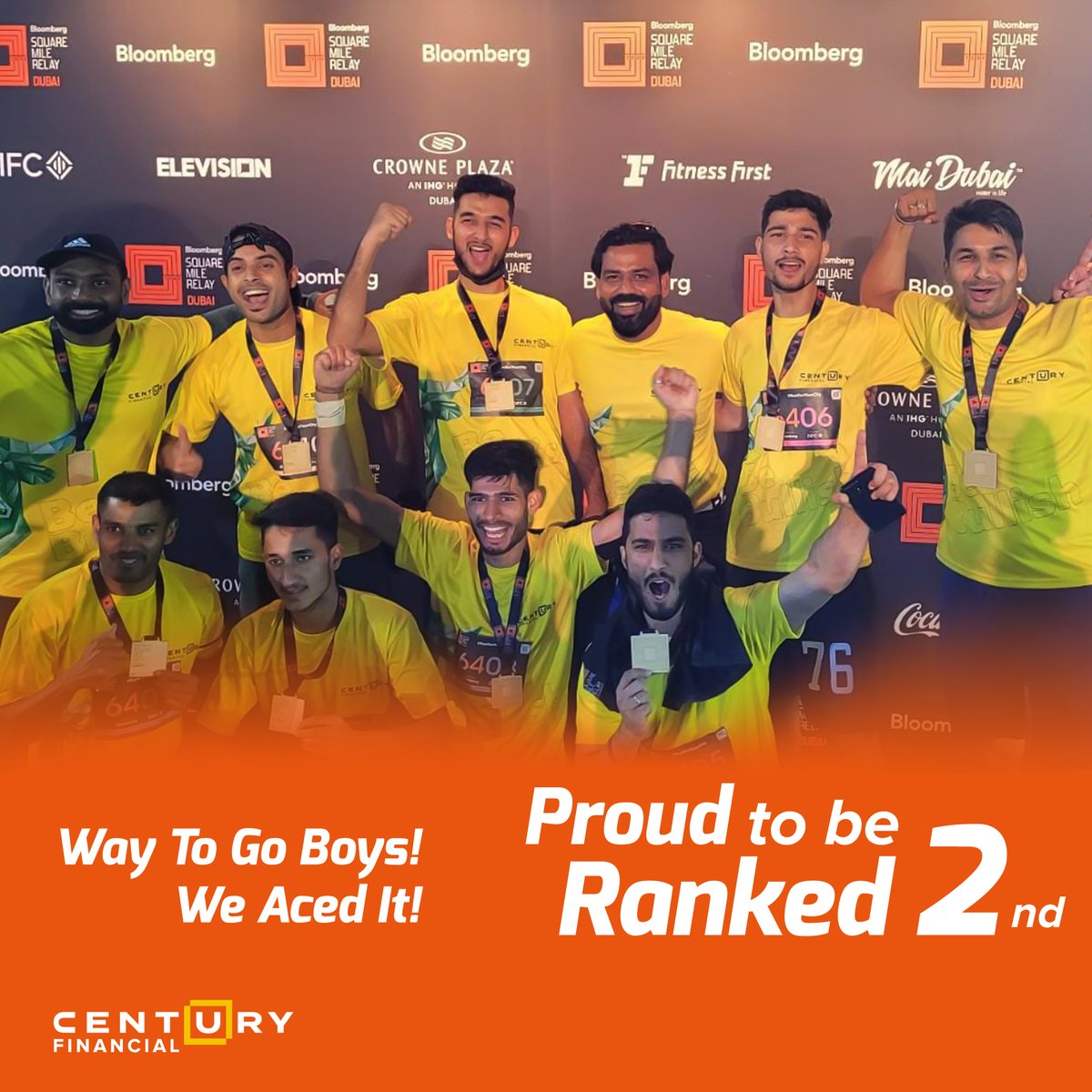 Century_Fin's tweet photo. Our runners nailed it @SquareMileRelay!

Century Financial is proud to be ranked as the 2nd winning team of the 6th Bloomberg Square Mile Relay.
And just like that 2022 got a lot better….. 

#Dubai #DxbLife #UAE #MyDubai #SquareMileRelay #SquareMileRelayDubai #RunForYourCity https://t.co/zgmdibVW17