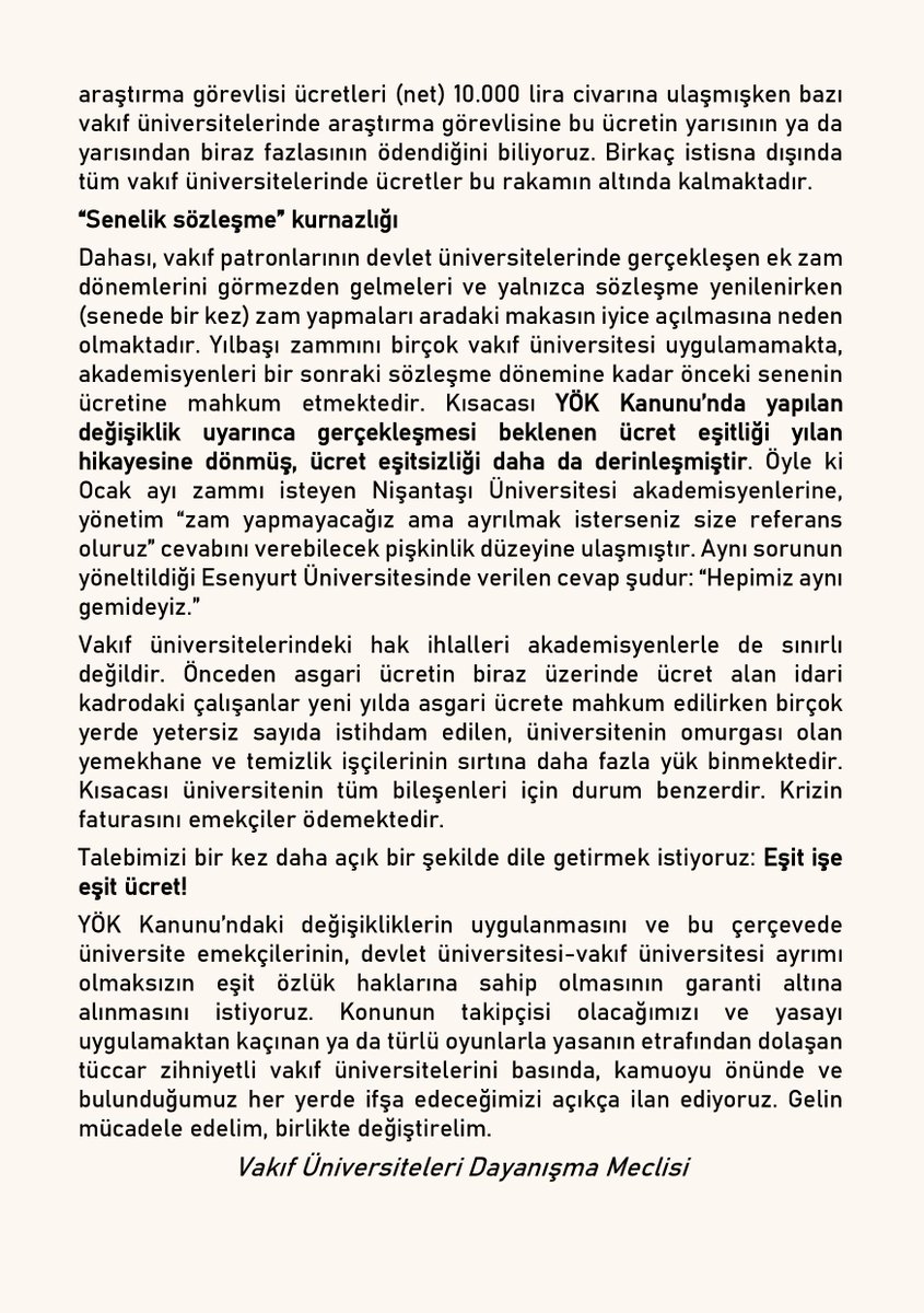 vudameclis's tweet photo. #VakıfÜnideÜcretleriEşitle

Başta vakıf üniversitesi çalışanları olmak üzere herkesi kampanyamıza desteğe çağırıyoruz. Birlikte güçlüyüz! https://t.co/msJXbM9Hv1