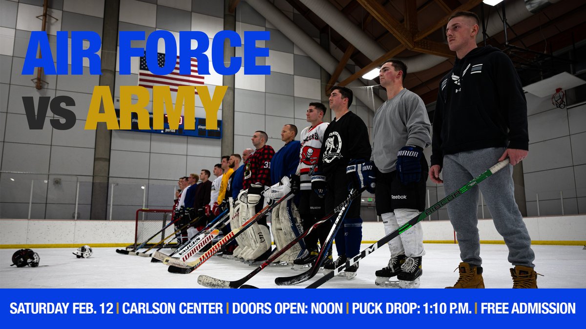 This Feb. 12 at the Carlson Center, witness as the Air Force crushes the Army. Again. Doors open at noon. Free admission. #AirForcevsArmy #Hockey