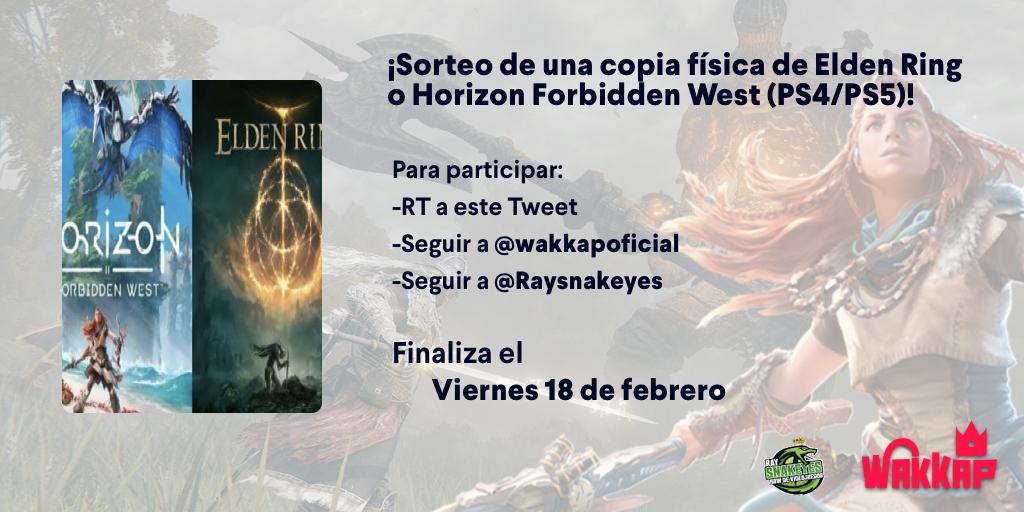 Raysnakeyes's tweet image. 🎮GRAN #SORTEO DEL AÑO ⚔️

Tu eliges el juego ¿Horizon Forbidden West o Elden Ring? Se sortea uno de ellos para PS4 o PS5
 
Para participar:

🔁Dar RT a este tweet.
➡️Seguir a 
@wakkapoficial 
 &amp;amp; 
@Raysnakeyes 

😍¡Mucha suerte a tod@s!😍Se conocerá al ganador/a el 18 de Febrero.