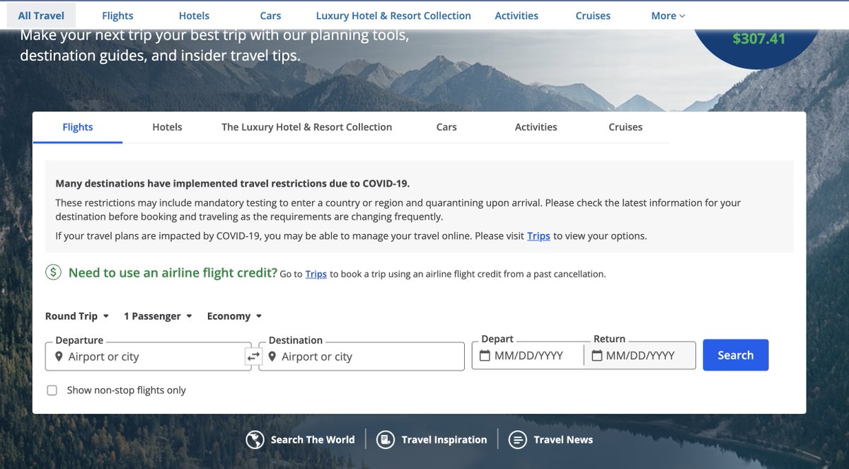 hauser_mm's tweet photo. @ChaseSupport Thanks.  When I log in and click 'Travel', it does not show 'Vacation Rentals' as an option.  It used to.  See my screenshot. https://t.co/CY9CvEpLQ5