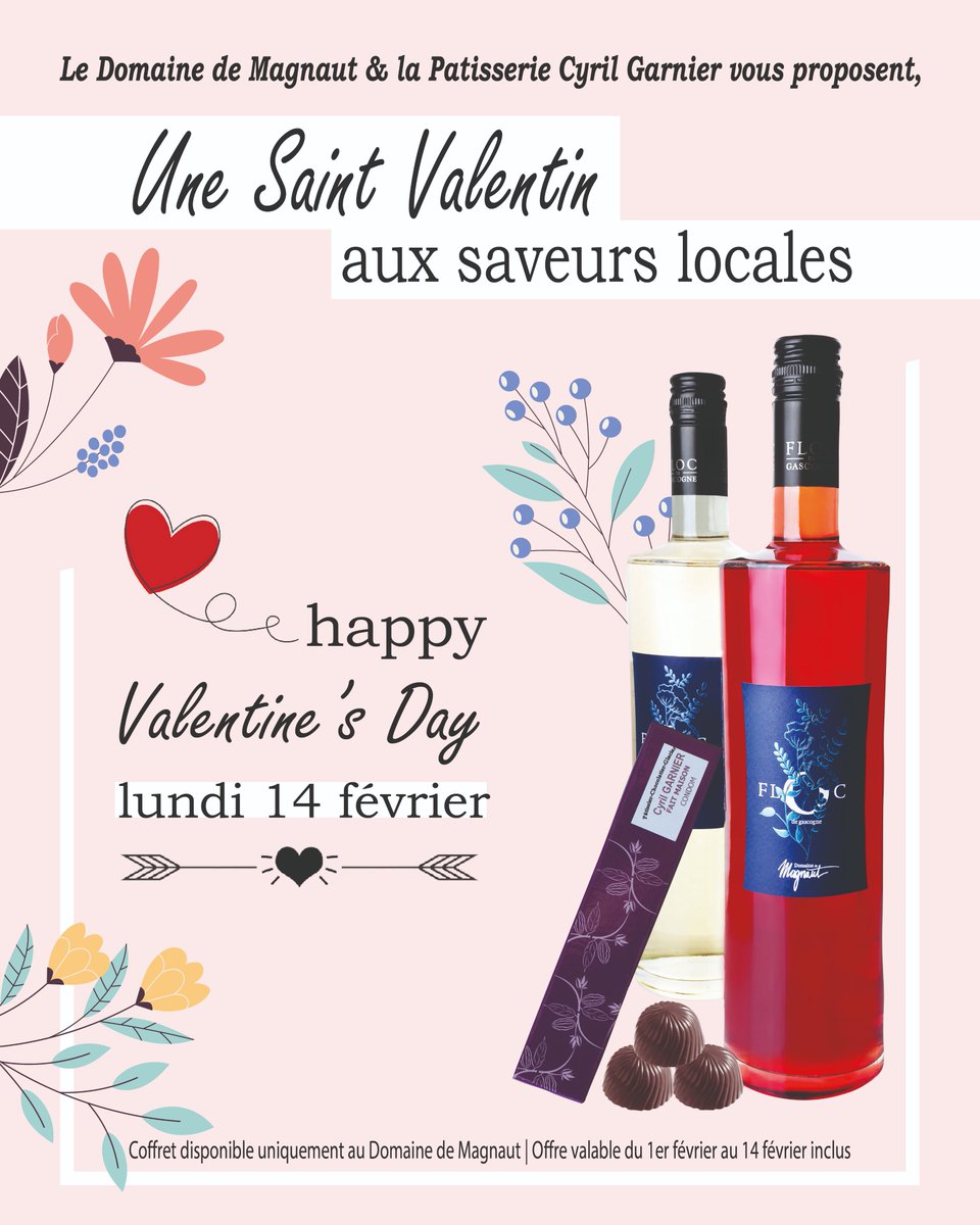 TIC TAC TIC TAC, la #saintvalentin approche ! 🕐
Quoi de mieux qu'un verre de <a href="/FlocdeGascogne/">Floc de Gascogne</a>  accompagné de petits #chocolats pour une soirée #cocooning en #amoureux ! 🥰