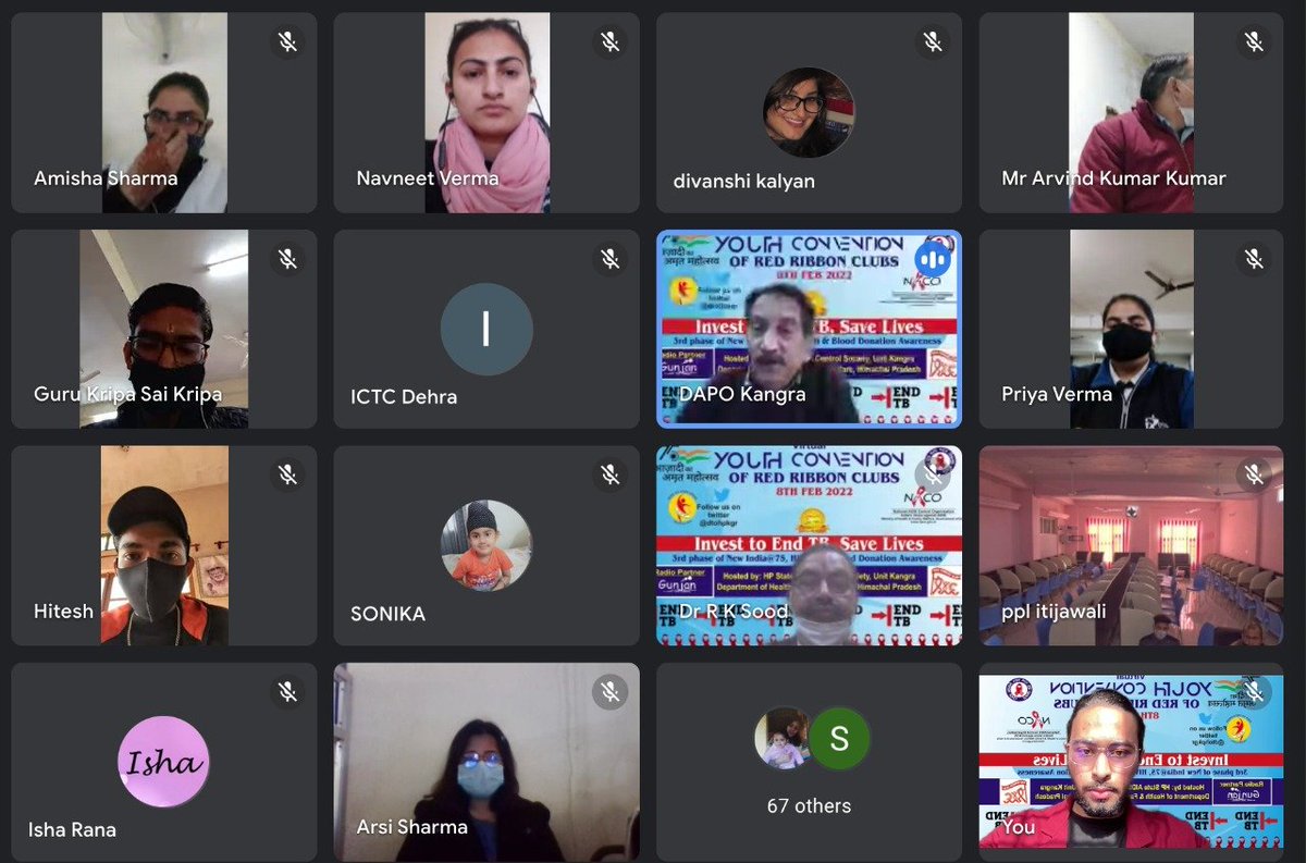 Virtual Youth Convention inaugurated by CMO kangra Dr Gurdarshan Gupta, 100 nodal officer, youth brand ambassadors and Staff joined the meeting,youth interaction moderated by Sahil Sood anchor. discussion on COVID, TB HIV, creative expression by youth.
#TBHaregaDeshJeetega