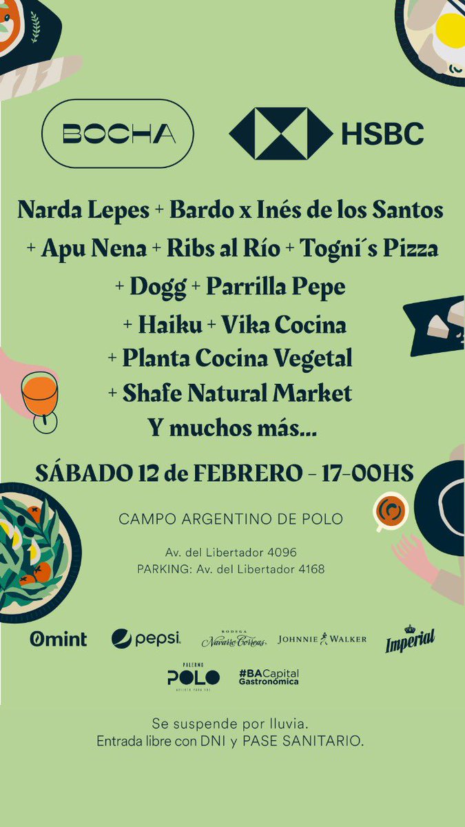 ***DATAZO***
 
Este sábado 12 de Febrero abre el nuevo espacio gastronómico de talentos y sabores 👇🏻😱 
Listo! Ya tenes plan…De nada! 😉❤️
📍Avenida del Libertador 4096 

<a href="/inesdelossantos/">Inés De Los Santos</a> <a href="/NardaLepes/">Narda Lepes</a> <a href="/tamarakosacoff/">Tamara Kosacoff</a> 

#Bocha #Hsbc #BAcapitalGastronomica