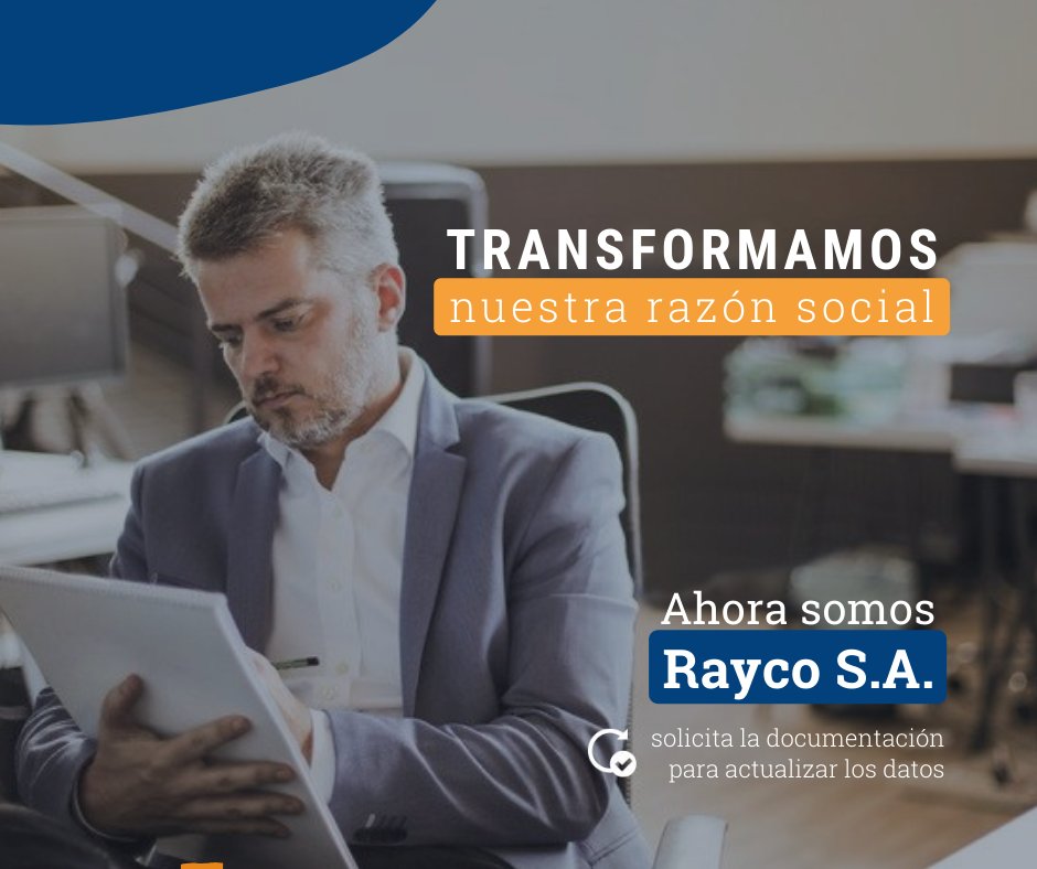 RaycoCol's tweet photo. Cambiamos nuestra razón social pero nuestra esencia sigue siendo la misma. 

Si requieres actualizar  tu registro de proveedores o clientes, escríbenos a mercadeo@rayco.co y te enviaremos la documentación a vuelta de correo. https://t.co/JLEWAYHaQ9