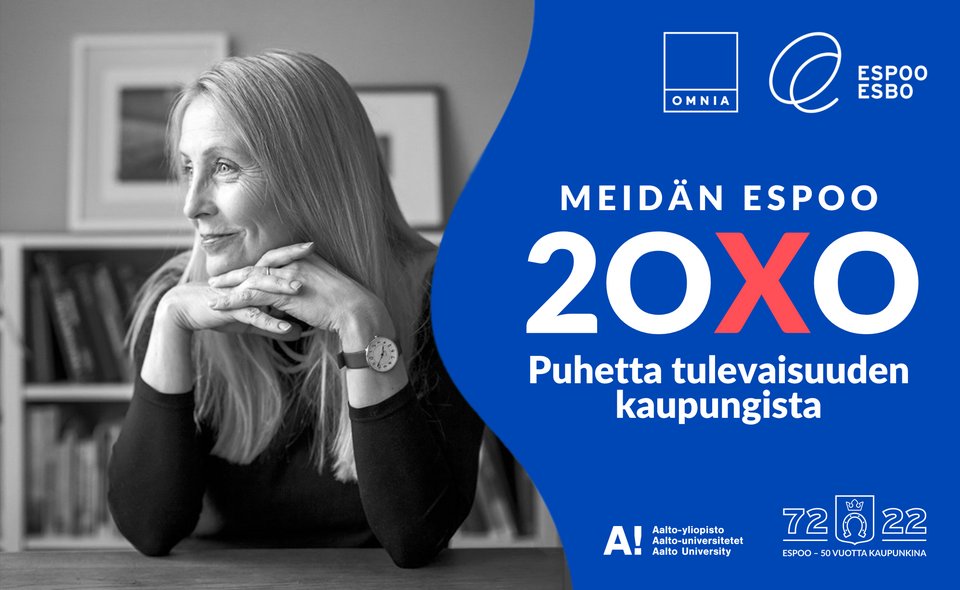 Meidän #Espoo 20X0 -tapahtumasarjan toinen teemailta ti 15.2. klo 18 etänä. Tähtipuhujana Marketta Kyttä. Aiheena #Ihmisten #kaupunki.
Lue lisää Elinasta ja ilmoittaudu mukaan: espoo.fi/fi/uutiset/202… 
<a href="/EspooEsbo/">Espoon kaupunki</a> @aaltouniversity #MeidanEspoo20X0 #KestäväEspoo